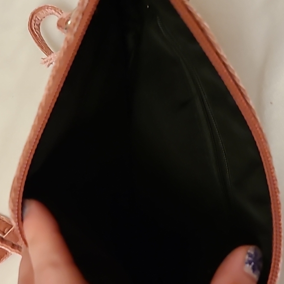 Ladies Vicky Double Zip Crossbody 9x6" Bag Cognac Cranberry 50" Strap - Picture 8 of 8